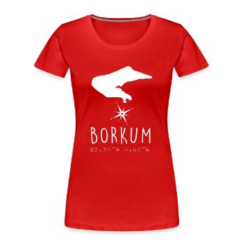 Borkum Herzschlag Nordsee Geschenk - Frauen Premium Bio T-Shirt - Rot - Vorne - Mia (176cm)