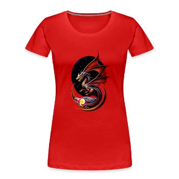 Nacht-Drache - Frauen Premium Bio T-Shirt - Rot - Vorne - Mia (176cm)