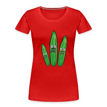 gurken familie,gurken,gurke,fliege, nerd - Frauen Premium Bio T-Shirt - Rot - Vorne - Mia (176cm)