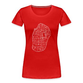 Carte d’une ville médiévale - T-shirt bio Premium Femme - rouge - Devant - Mia (176cm)