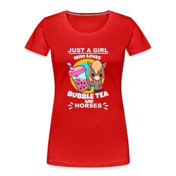 Bubble Tea Bubble Tee Mädchen Geschenk - Frauen Premium Bio T-Shirt - Rot - Vorne - Mia (176cm)