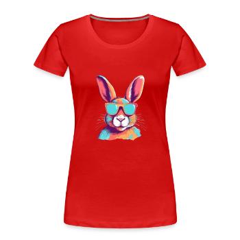 Greg der bebrillte Hase - Frauen Premium Bio T-Shirt - Rot - Vorne - Mia (176cm)