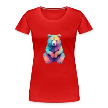 Beabea l'ours grognon - T-shirt bio Premium Femme - rouge - Devant - Mia (176cm)