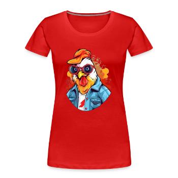 Zozo der Hahn - Frauen Premium Bio T-Shirt - Rot - Vorne - Mia (176cm)