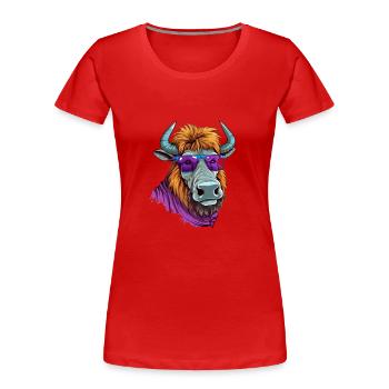Jik le bison - T-shirt bio Premium Femme - rouge - Devant - Mia (176cm)