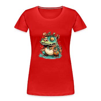 Scheuen Sie sich gegen den Streuer - Frauen Premium Bio T-Shirt - Rot - Vorne - Mia (176cm)