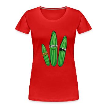 gurken trio,gurken,gurke,salatgurke,sonnenbrille - Frauen Premium Bio T-Shirt - Rot - Vorne - Mia (176cm)