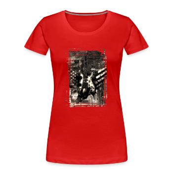 Groupe de musique rock Guitare rétro Heavy Metal vintage - T-shirt bio Premium Femme - rouge - Devant - Mia (176cm)
