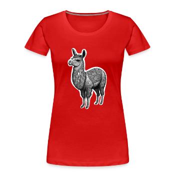 Schwarz-Weiß-Lama-Zeichnung mit Mustern - Frauen Premium Bio T-Shirt - Rot - Vorne - Mia (176cm)
