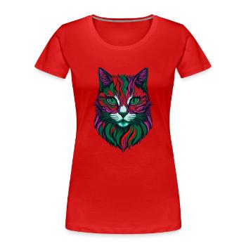 symetrische Katze | symetrical cat - Frauen Premium Bio T-Shirt - Rot - Vorne - Mia (176cm)