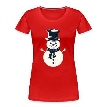 Fröhliche Schneemann-Magie - Frauen Premium Bio T-Shirt - Rot - Vorne - Mia (176cm)