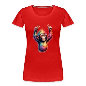 I ♥️ Rainbowcore | Christopher Street Day - Frauen Premium Bio T-Shirt - Rot - Vorne - Mia (176cm)