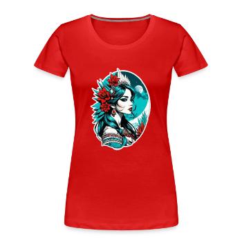 Indische Prinzessin - Aztek - Frauen Premium Bio T-Shirt - Rot - Vorne - Mia (176cm)