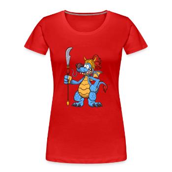 Guerrier dragon chinois - T-shirt bio Premium Femme - rouge - Devant - Mia (176cm)