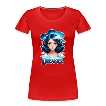 rêver - rêveur - rêveuse - rêve - rêverie - T-shirt bio Premium Femme - rouge - Devant - Mia (176cm)