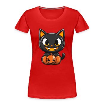 Katze Halloween Kater - Frauen Premium Bio T-Shirt - Rot - Vorne - Mia (176cm)