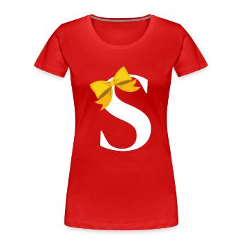 Buchstabe s gelbe Schleife - Frauen Premium Bio T-Shirt - Rot - Vorne - Mia (176cm)