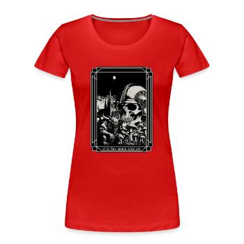 Und am Ende - Frauen Premium Bio T-Shirt - Rot - Vorne - Mia (176cm)