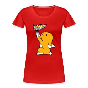 Bunny Butterfly Friends Holding Pretty Beautiful Cute - Women's Premium Organic T-Shirt - red - Front - Mia (176cm)