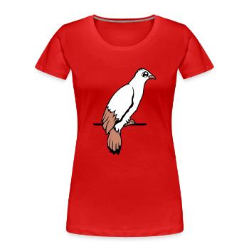 Vogel Rabe Taube sitzt Kabel Falke Adler Vögelchen - Frauen Premium Bio T-Shirt - Rot - Vorne - Mia (176cm)