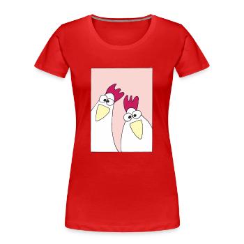 lustige huehner pink - Frauen Premium Bio T-Shirt - Rot - Vorne - Mia (176cm)