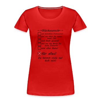 Staatsexamen Bestanden Herzlichen Glückwünsch - Frauen Premium Bio T-Shirt - Rot - Vorne - Mia (176cm)