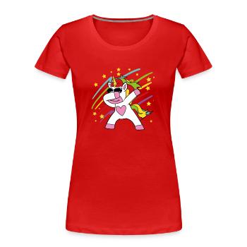 Dabbing unicorn - Women's Premium Organic T-Shirt - red - Front - Mia (176cm)