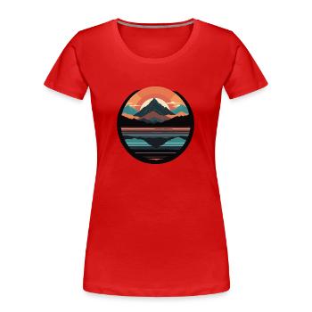 Montagnes, nature, coucher de soleil - T-shirt bio Premium Femme - rouge - Devant - Mia (176cm)