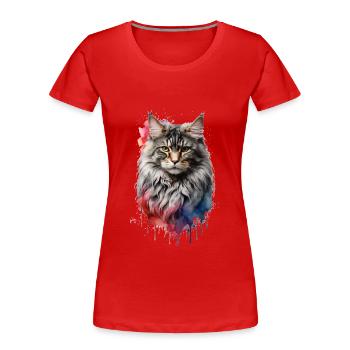 Norwegische Waldkatze - Frauen Premium Bio T-Shirt - Rot - Vorne - Mia (176cm)