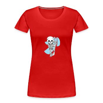 Hockey playing skeleton - creepy gift - Women's Premium Organic T-Shirt - red - Front - Mia (176cm)