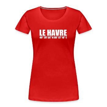 Le Havre Koordinaten - Frauen Premium Bio T-Shirt - Rot - Vorne - Mia (176cm)