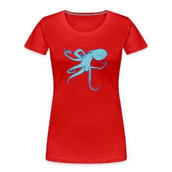 Tintenfisch - Frauen Premium Bio T-Shirt - Rot - Vorne - Mia (176cm)