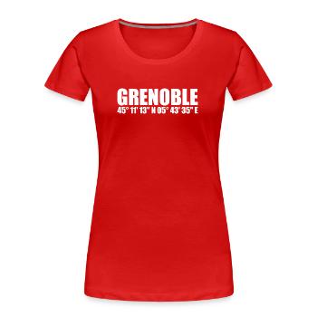 Coordonnées de Grenoble - T-shirt bio Premium Femme - rouge - Devant - Mia (176cm)