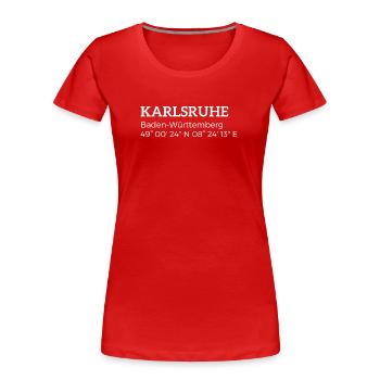 Karlsruhe Baden-Württemberg coordinates - Women's Premium Organic T-Shirt - red - Front - Mia (176cm)