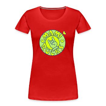 mami rocks (circle, 3c) - Women's Premium Organic T-Shirt - red - Front - Mia (176cm)