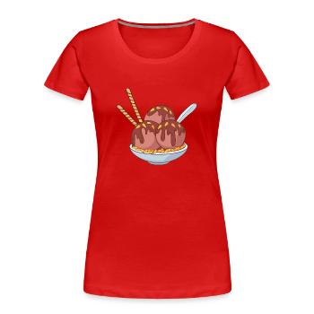 Crème glacée, crème glacée, crème glacée, crème glacée, boule, crème glacée, sundae - T-shirt bio Premium Femme - rouge - Devant - Mia (176cm)