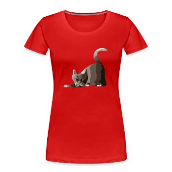 Cat - Women's Premium Organic T-Shirt - red - Front - Mia (176cm)