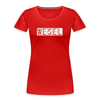 Panneau de l’aéroport de Wesel - T-shirt bio Premium Femme - rouge - Devant - Mia (176cm)