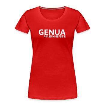 Genua Koordinaten - Frauen Premium Bio T-Shirt - Rot - Vorne - Mia (176cm)