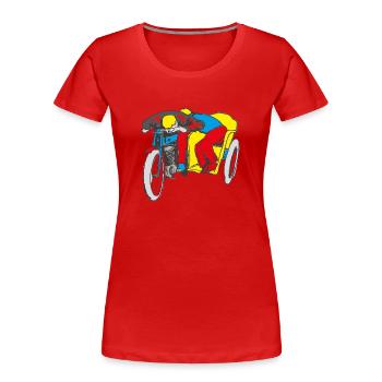 POP UP SEITE AUTO - Frauen Premium Bio T-Shirt - Rot - Vorne - Mia (176cm)