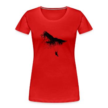 Paraglider with raven (black) - Women's Premium Organic T-Shirt - red - Front - Mia (176cm)