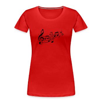 Music Notes With Lines - Frauen Premium Bio T-Shirt - Rot - Vorne - Mia (176cm)