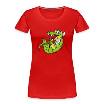 Kroko Kaiman Reptilien Tiere - Frauen Premium Bio T-Shirt - Rot - Vorne - Mia (176cm)