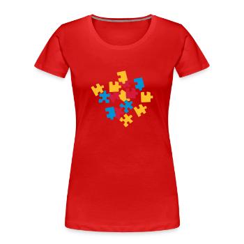 Puzzle - Frauen Premium Bio T-Shirt - Rot - Vorne - Mia (176cm)