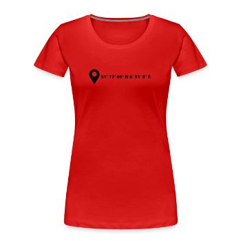 Coordonnées de Ratingen - T-shirt bio Premium Femme - rouge - Devant - Mia (176cm)