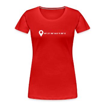 Neustadt an der Weinstraße Koordinaten - Frauen Premium Bio T-Shirt - Rot - Vorne - Mia (176cm)