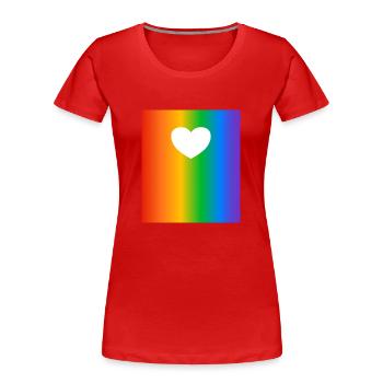 Arc-en-ciel, Dégradés, Couleurs, Coeur - T-shirt bio Premium Femme - rouge - Devant - Mia (176cm)