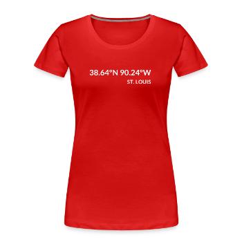 St. Louis Missouri USA Koordinaten - Frauen Premium Bio T-Shirt - Rot - Vorne - Mia (176cm)