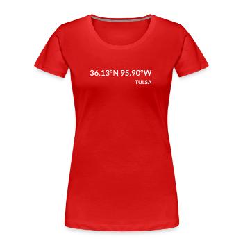 Tulsa, Oklahoma, États-Unis Coordonnées - T-shirt bio Premium Femme - rouge - Devant - Mia (176cm)