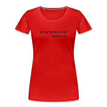 Kansas City Kansas USA Koordinaten - Frauen Premium Bio T-Shirt - Rot - Vorne - Mia (176cm)